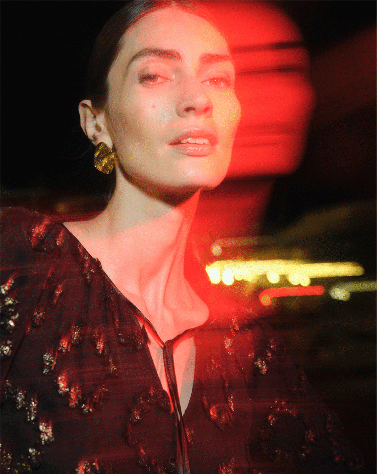 Woman wearing Phase Eight floral dress