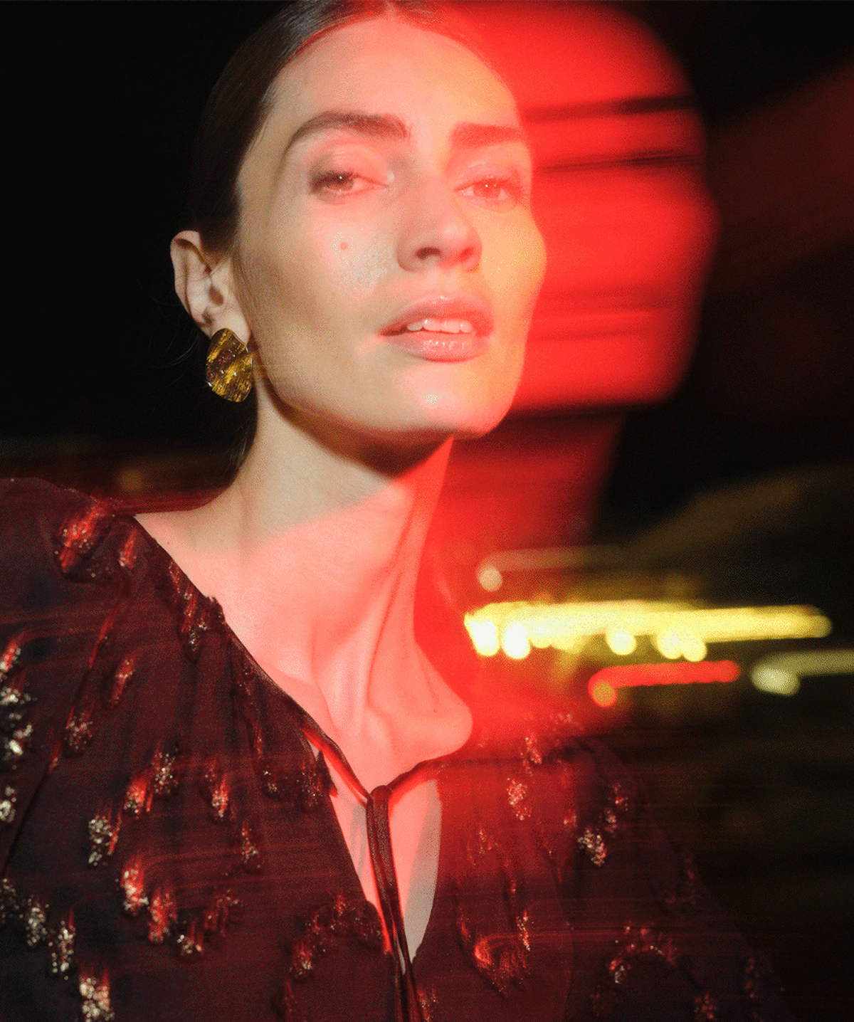 Woman wearing Phase Eight floral dress