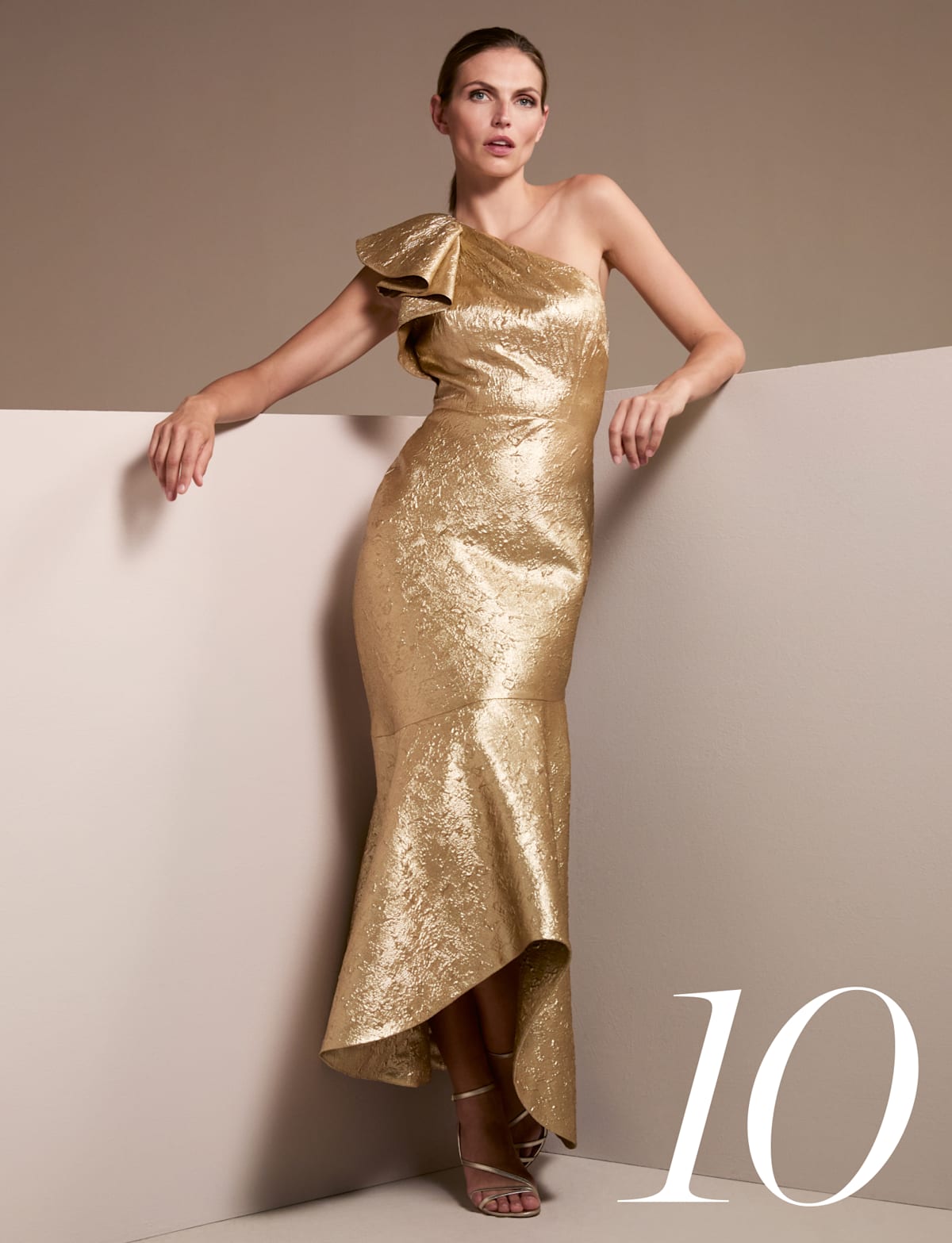 Woman wearing Phase Eight party dress
