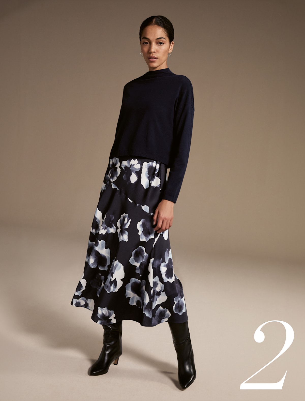 Woman wearing Phase Eight floral dress