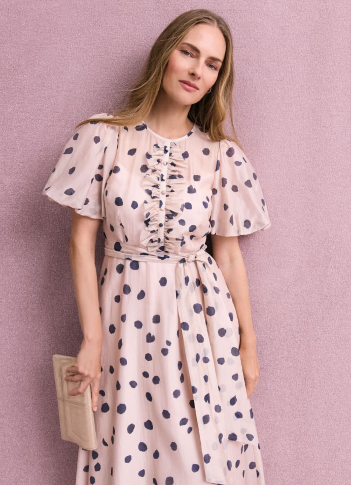 Woman wearing Phase Eight dress