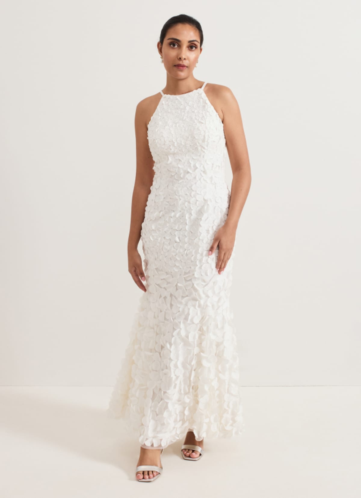 Woman wearing Phase Eight petite bridal style
