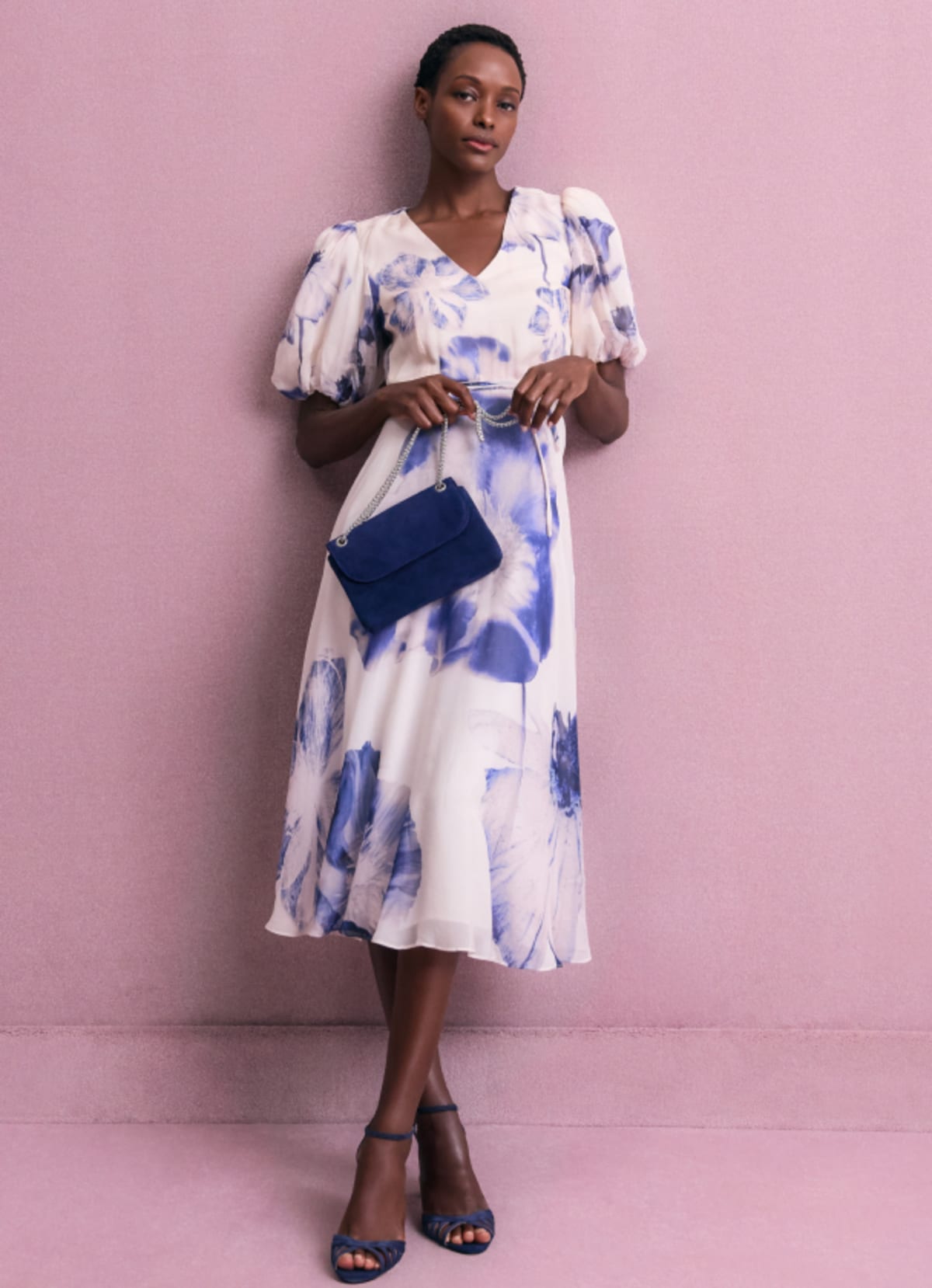 Woman wearing Phase Eight dress