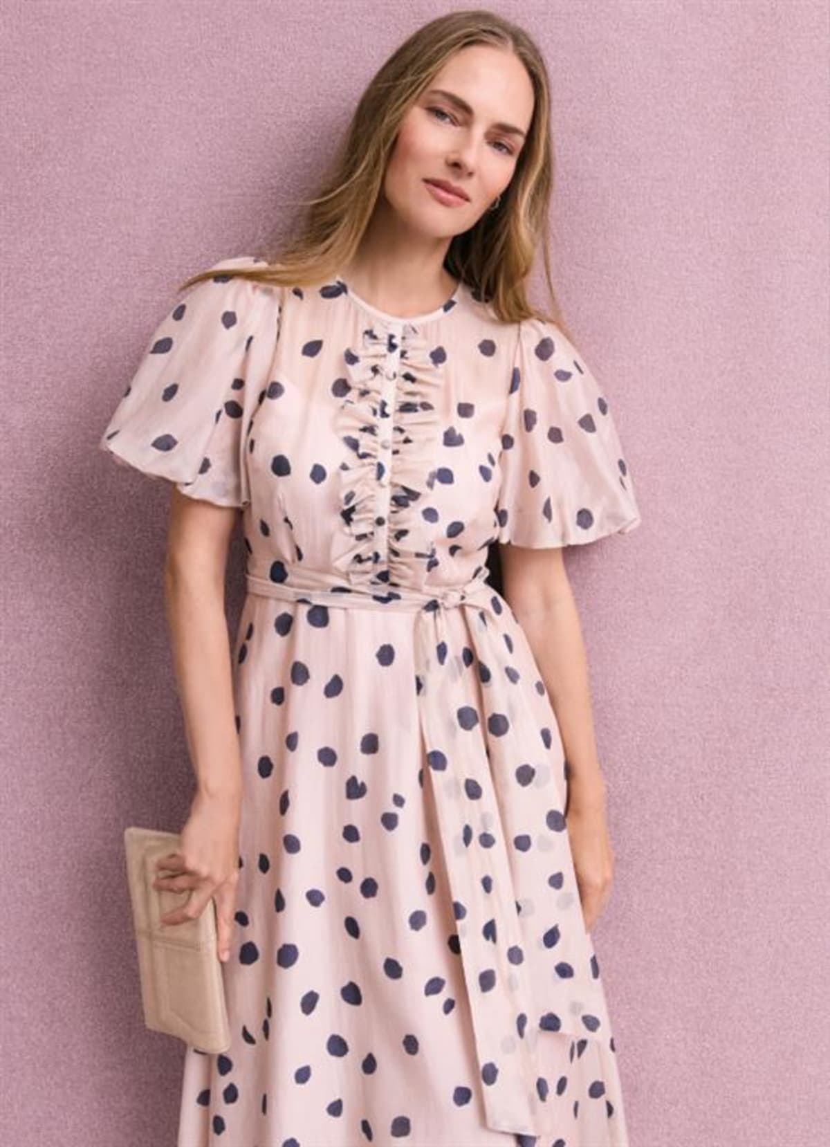 Woman wearing Phase Eight dress