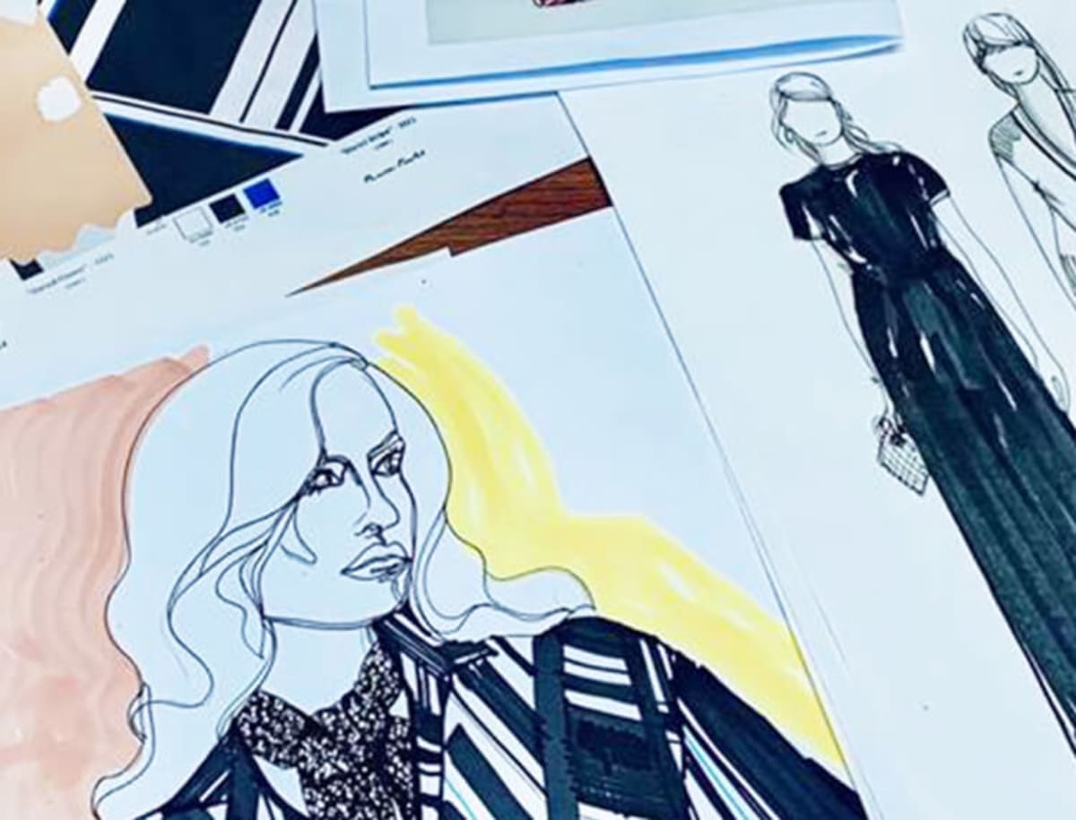 Drawings of models and clothes
