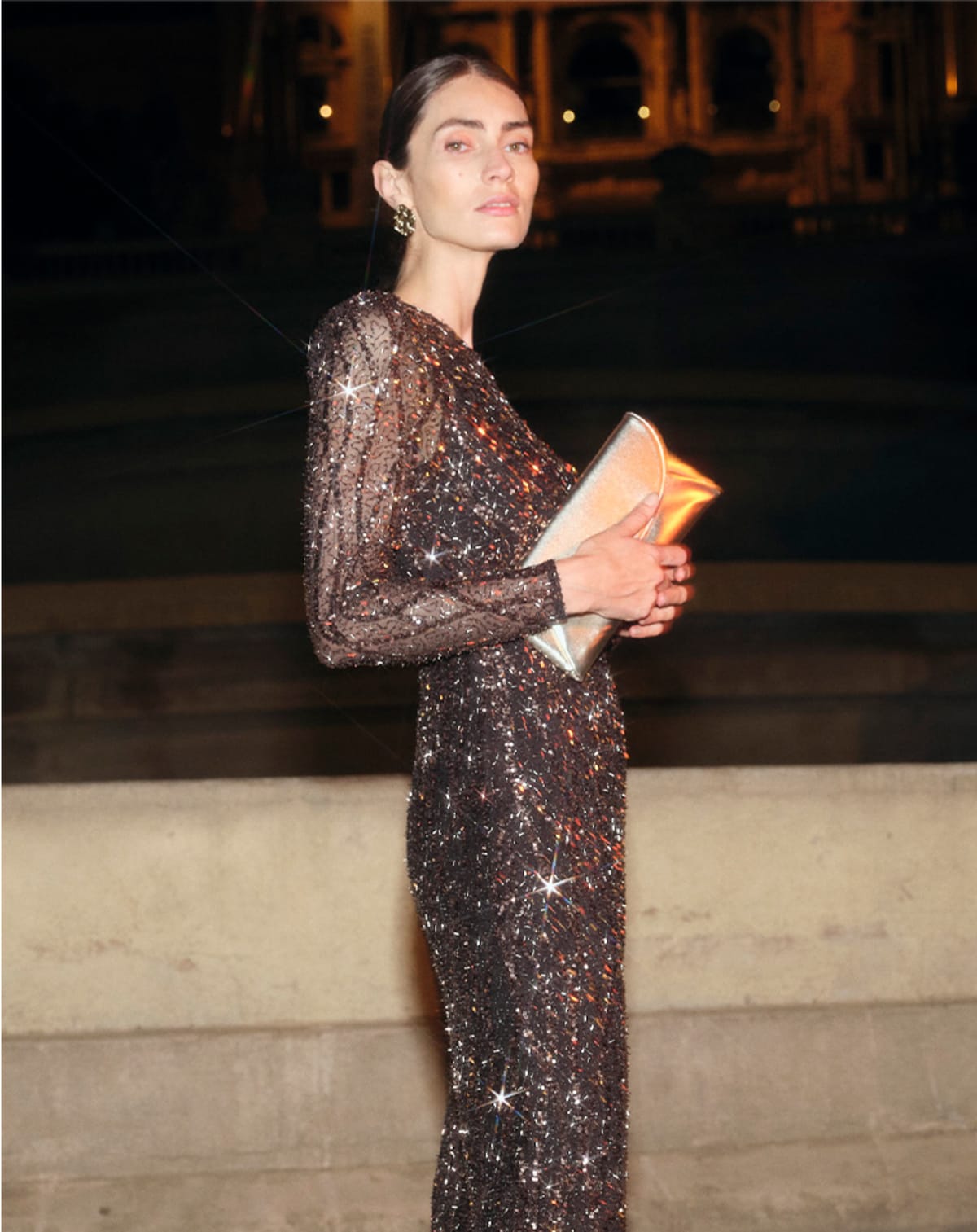 Woman wearing Phase Eight floral dress